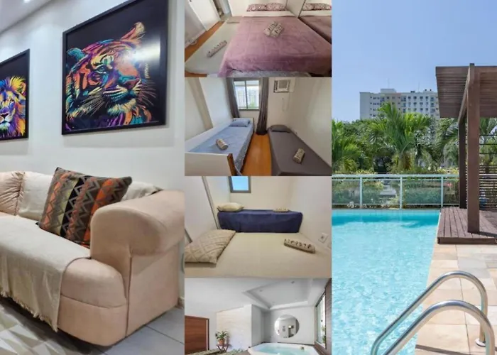 BARRA OLÍMPICO, FARMASI ARENA, ROCK IN RIO, PARQUE OLÍMPICO A PÉ, RIO CENTRO, 2 QUARTOS com ESTACIONAMENTO, PORTARIA 24h, PISCINA, Sauna e Parquinho Infantil - Ar Condicionado SALA E QUARTOS, TV com STREAMING, Wi-Fi 500 Mbps Rio de Janeiro